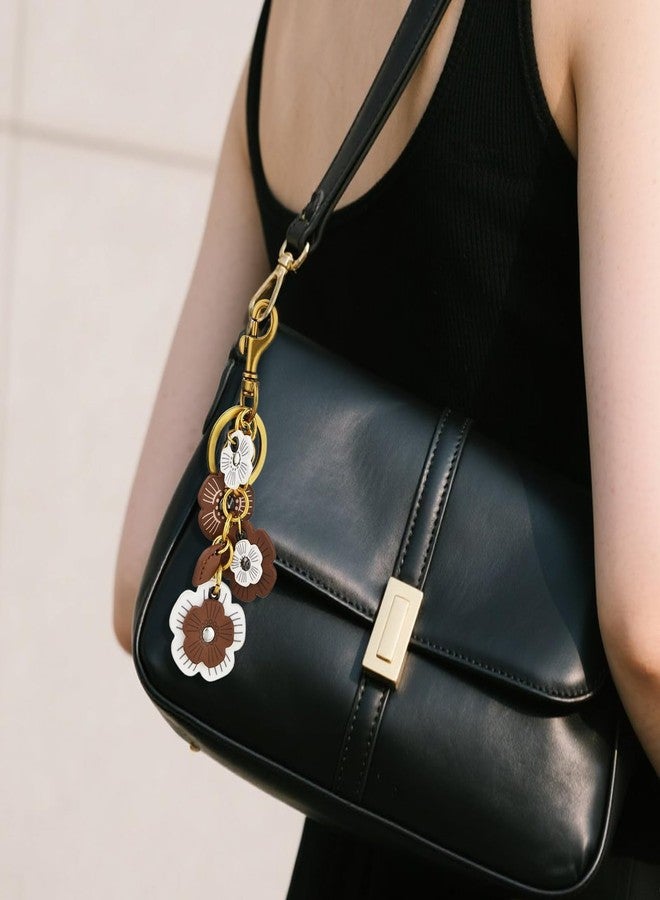 Hoheng Bag Charms for Handbags Flower Bag Charm Leather Purse Charms Retro Outfits for Women Aesthetic Keychain Accessories - Image 3